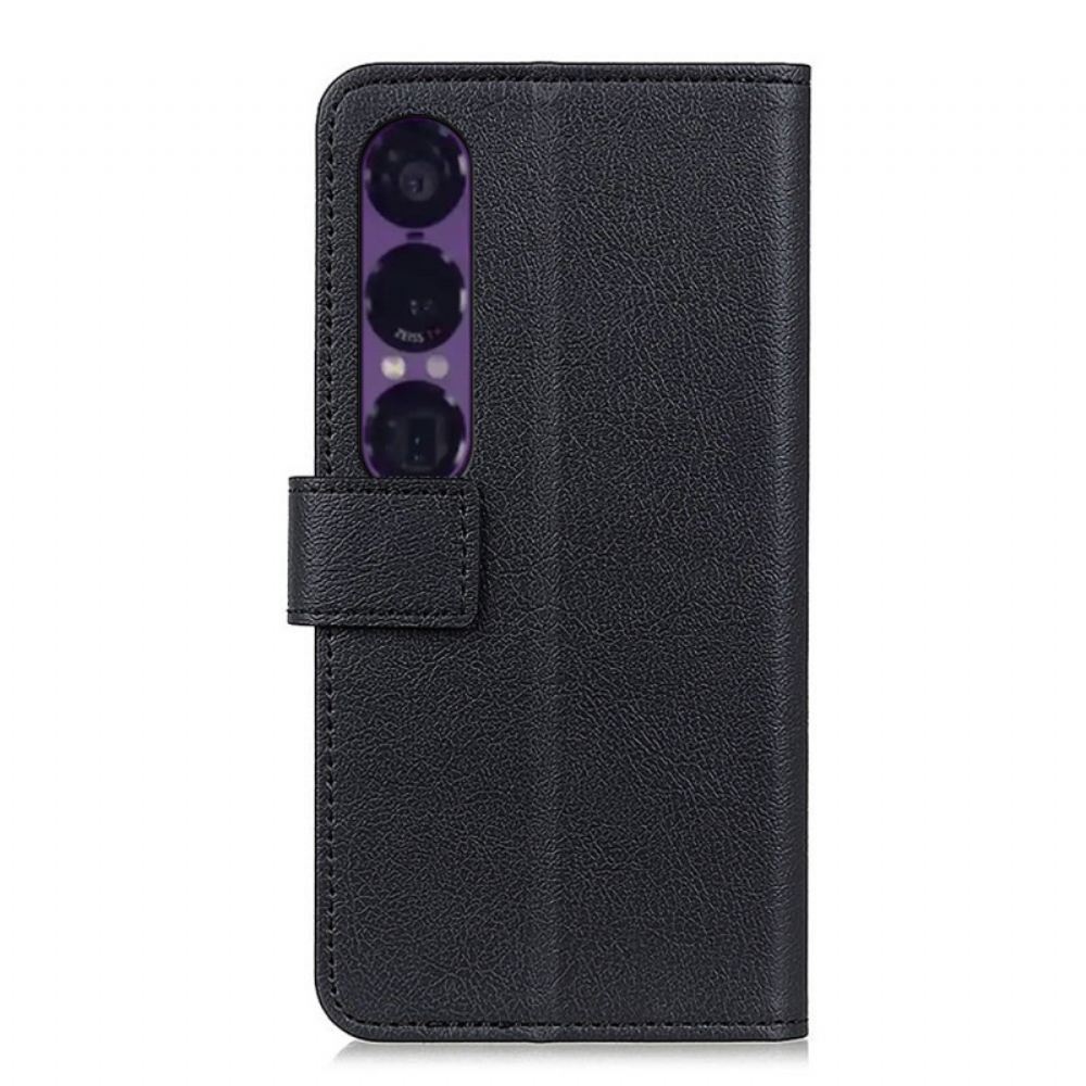Kožený Kryt Na Sony Xperia 1 Vii Klasická Černá