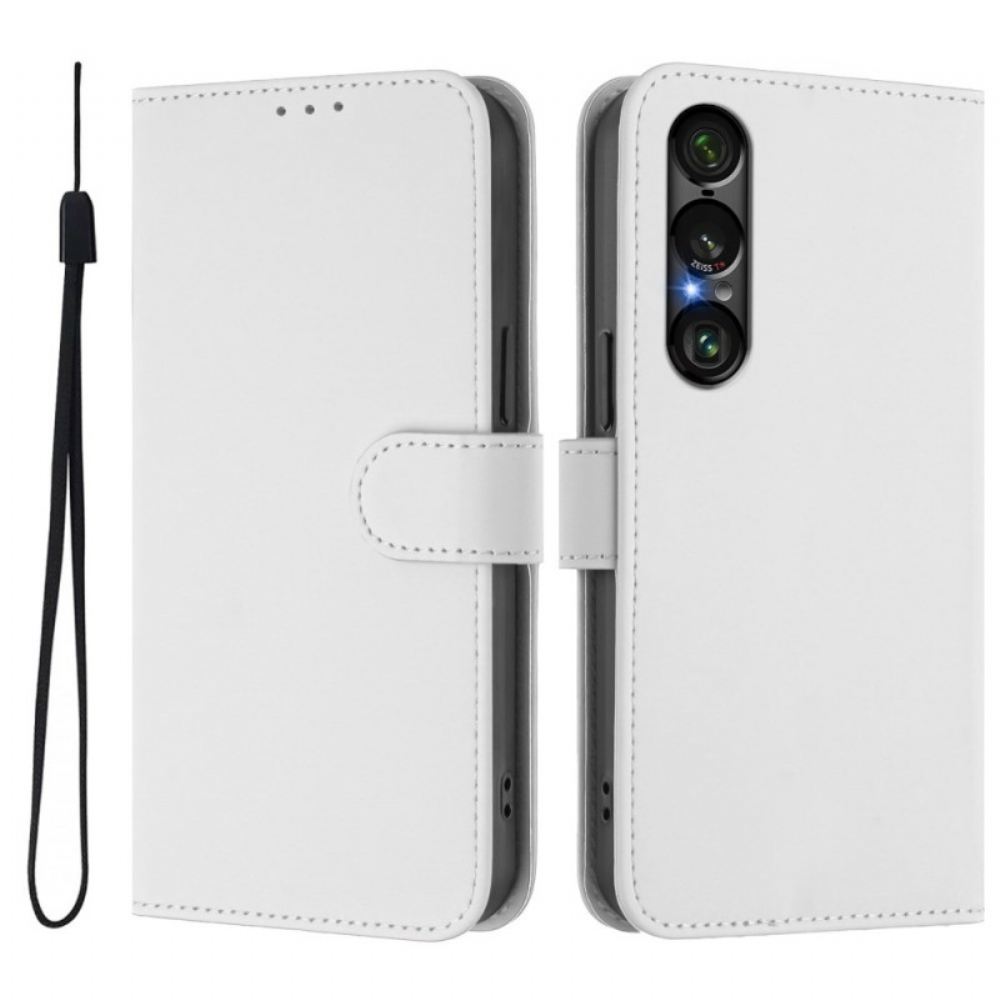 Kožený Kryt Na Sony Xperia 1 Vii Monochromatický