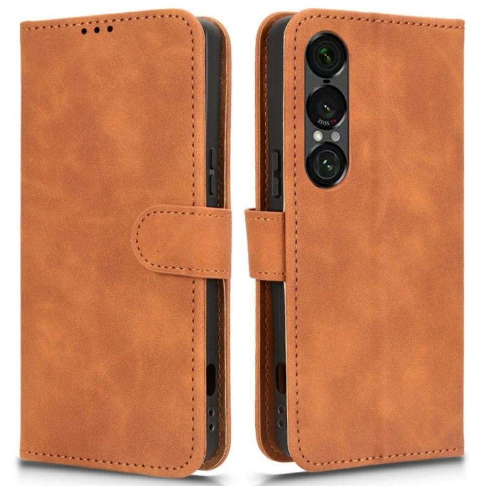 Kožený Kryt Na Sony Xperia 1 Vii Semišový Efekt