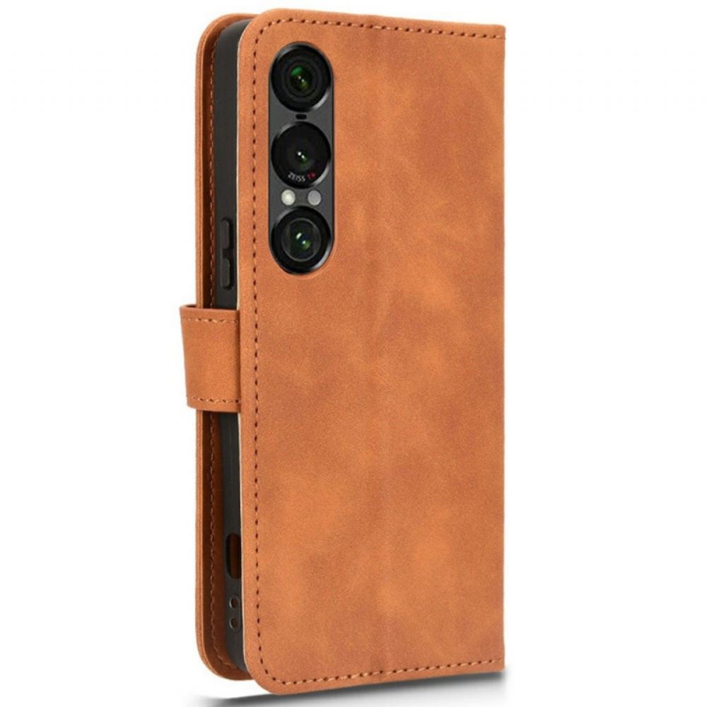 Kožený Kryt Na Sony Xperia 1 Vii Semišový Efekt
