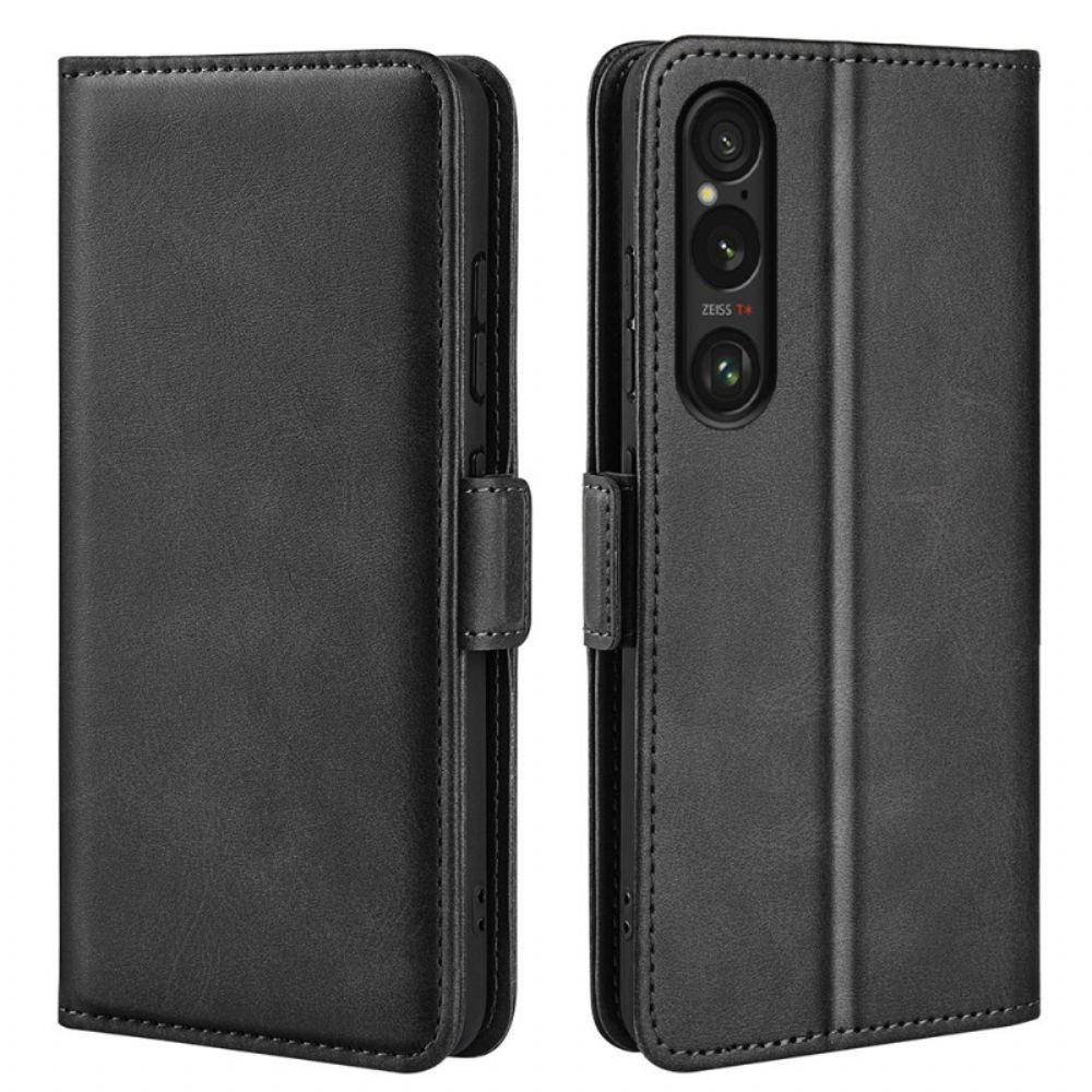 Kožený Kryt Sony Xperia 1 Vii Dvojitá Spona