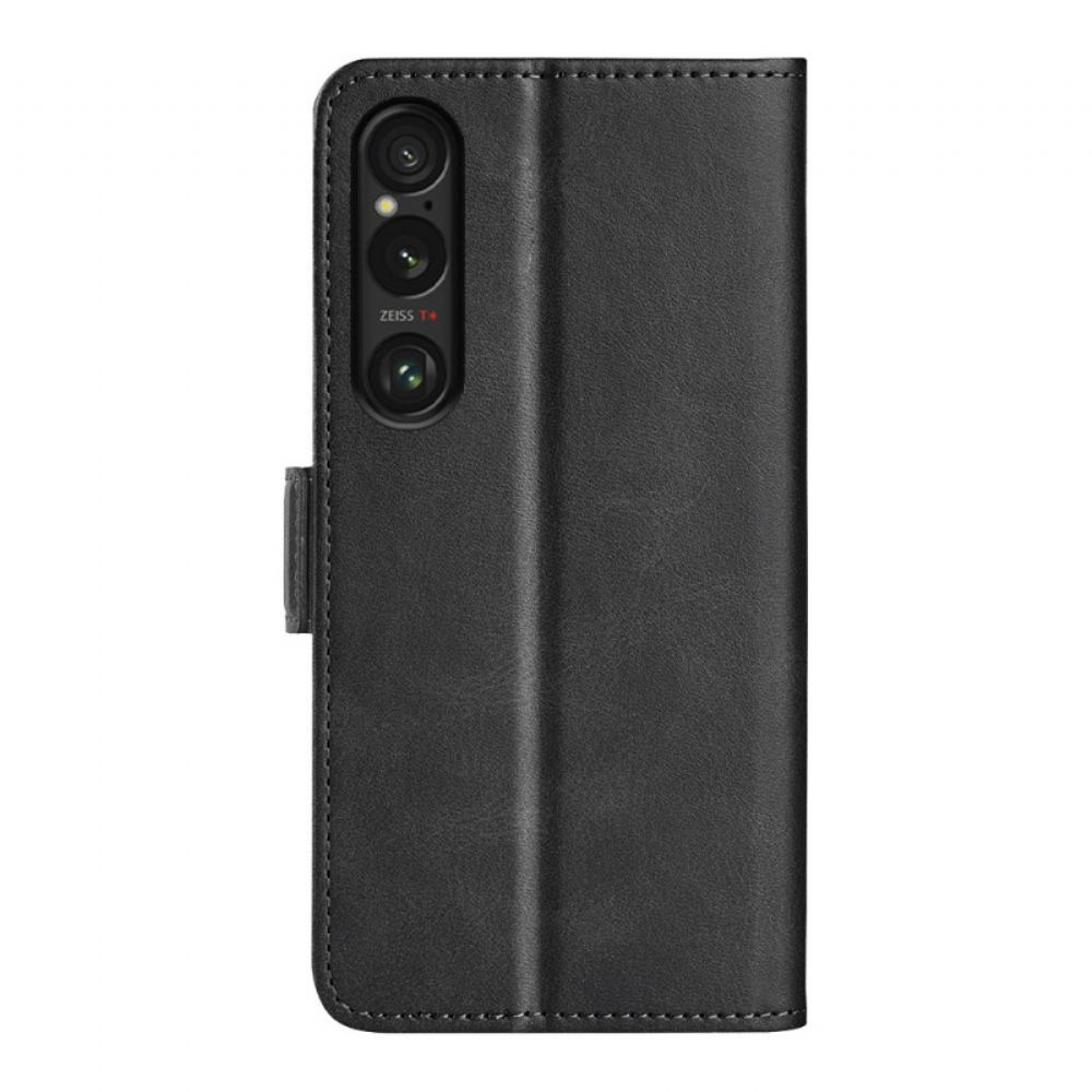 Kožený Kryt Sony Xperia 1 Vii Dvojitá Spona