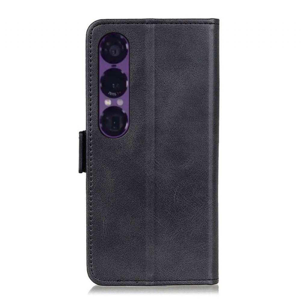 Kožený Kryt Sony Xperia 1 Vii Dvojitá Spona