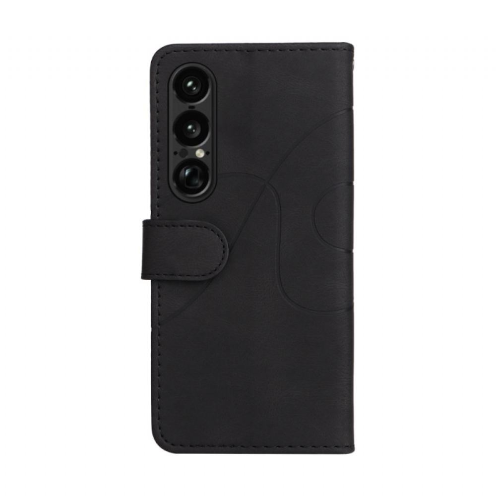 Kožený Kryt Sony Xperia 1 Vii Dvoubarevná Vlnovka