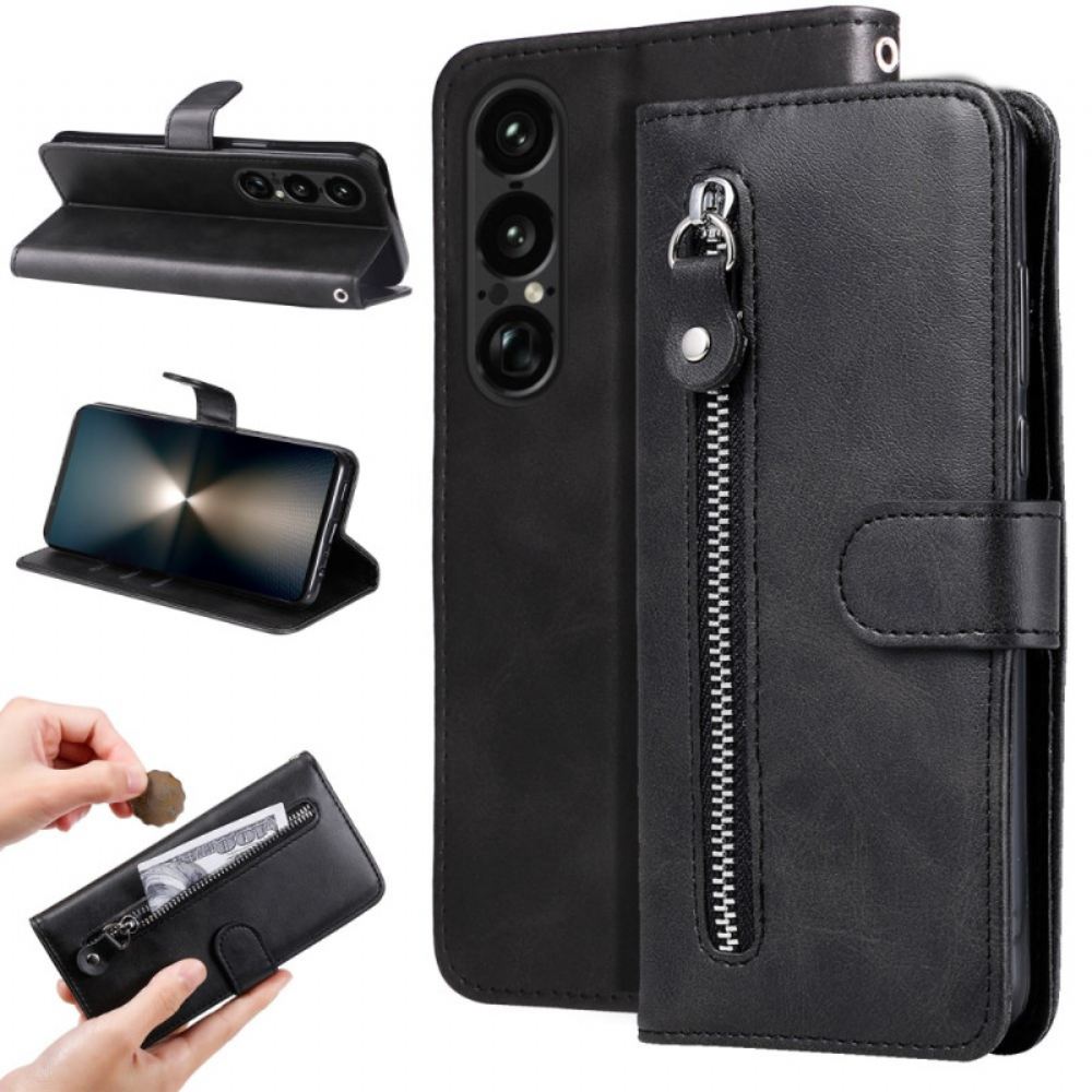 Kožený Kryt Sony Xperia 1 Vii Peněženka Na Mince