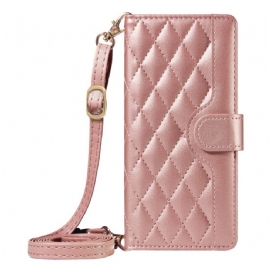 Kožený Kryt Sony Xperia 1 Vii Prošívané S Popruhem A Ramenním Popruhem