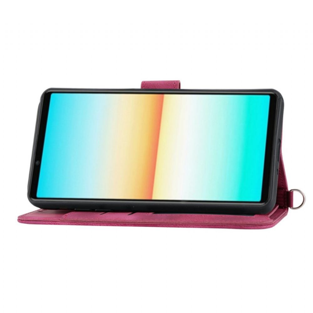 Kožený Kryt Sony Xperia 1 Vii Semišový Krajkový Efekt