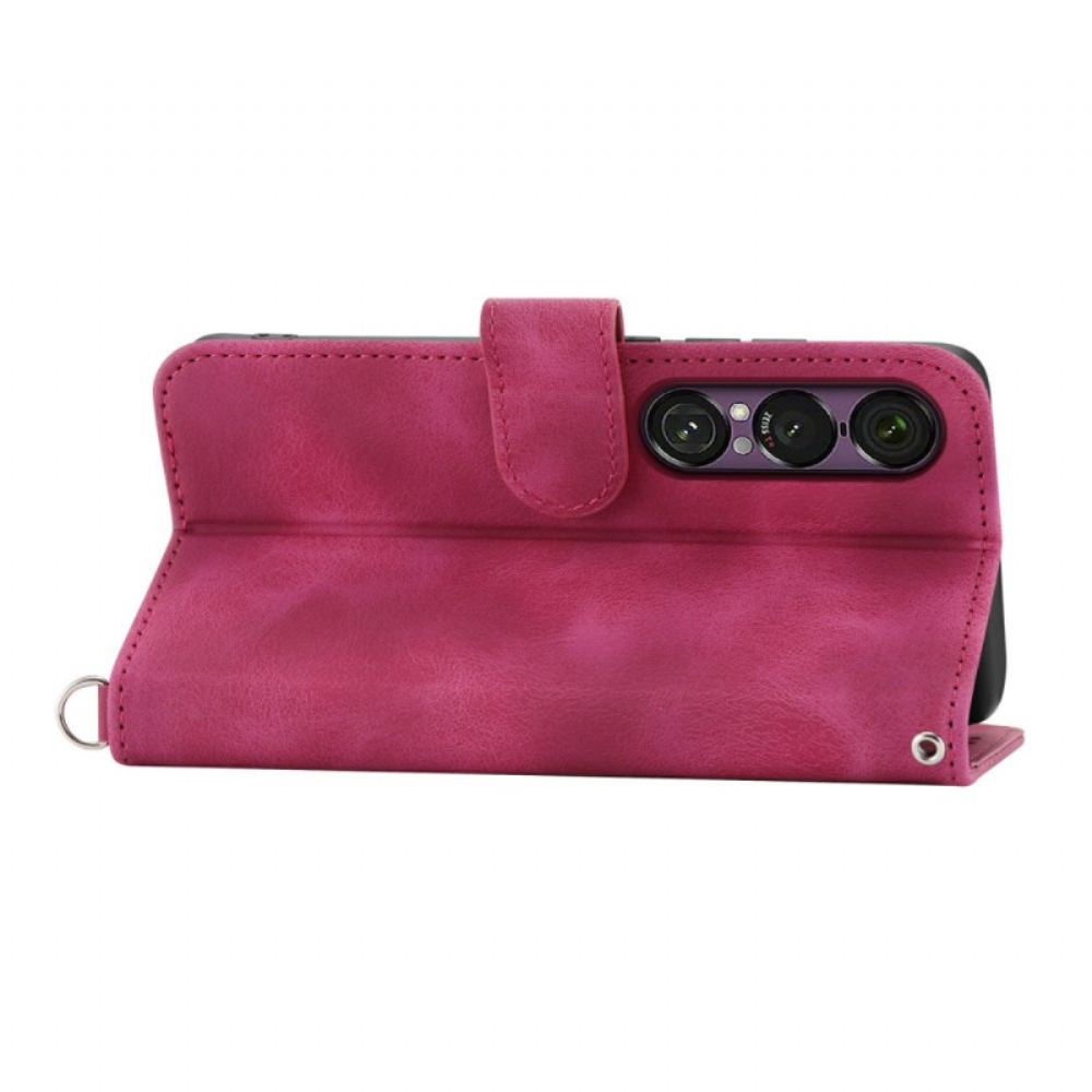 Kožený Kryt Sony Xperia 1 Vii Semišový Krajkový Efekt