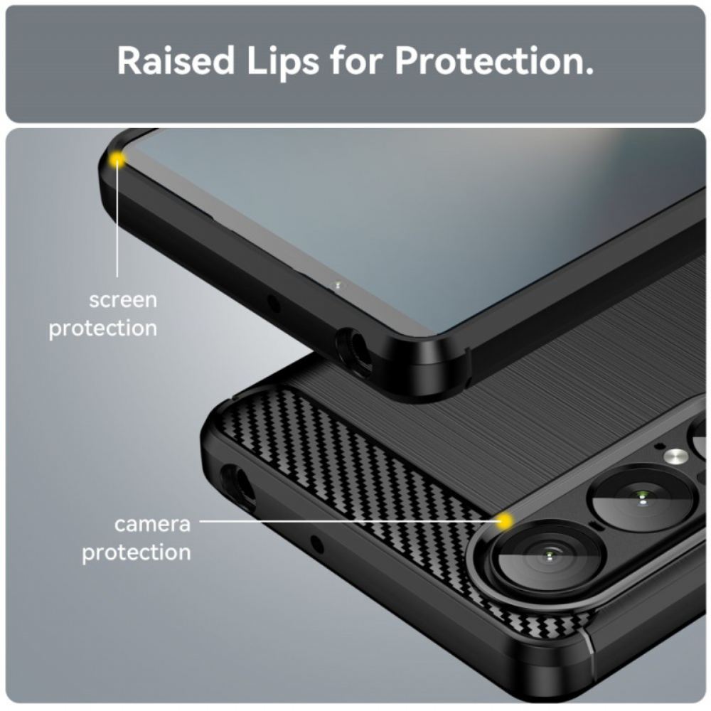 Kryt Sony Xperia 1 Vii Kartáčované Uhlíkové Vlákno