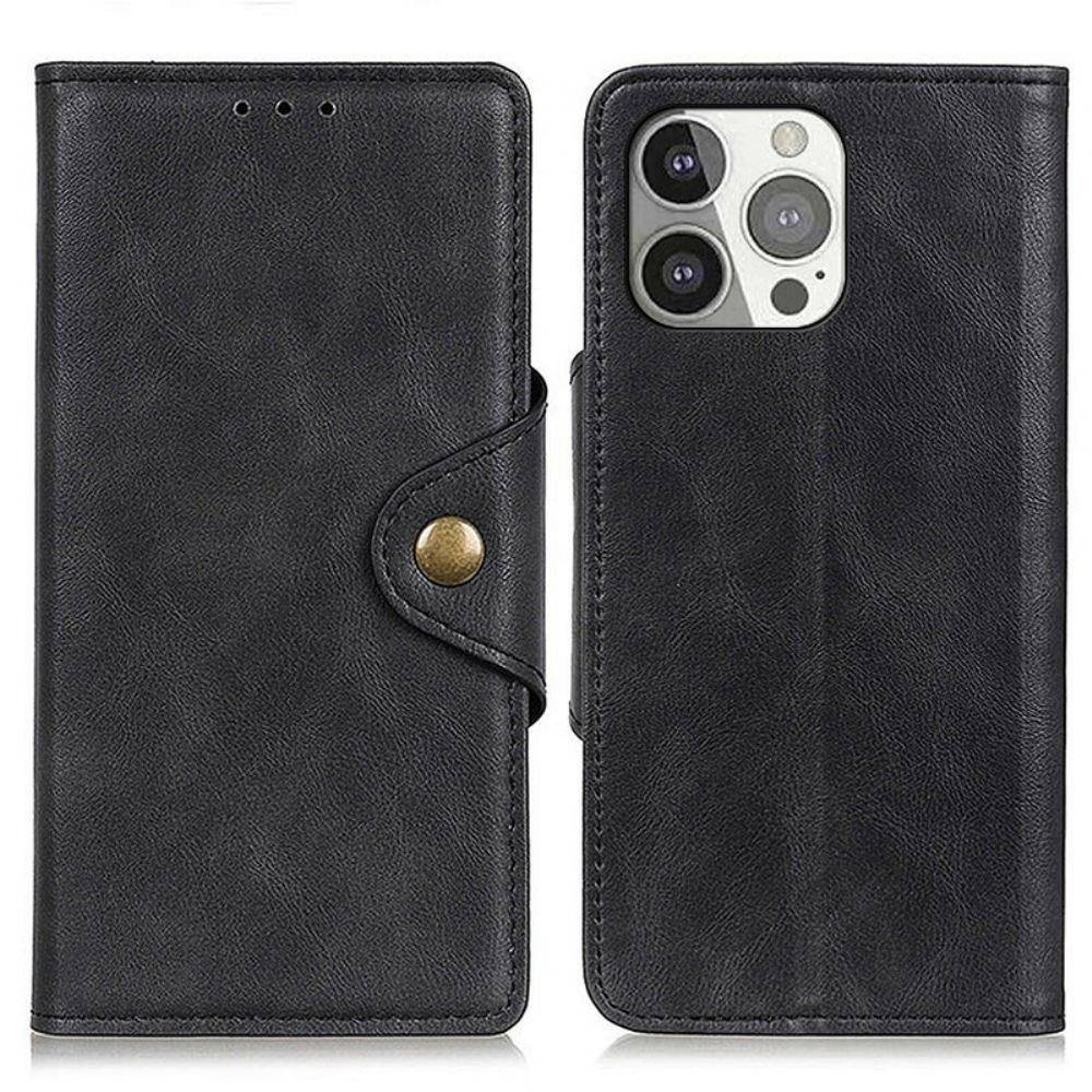 Flipové Pouzdro Na iPhone 13 Pro Knoflík Z Umělé Kůže