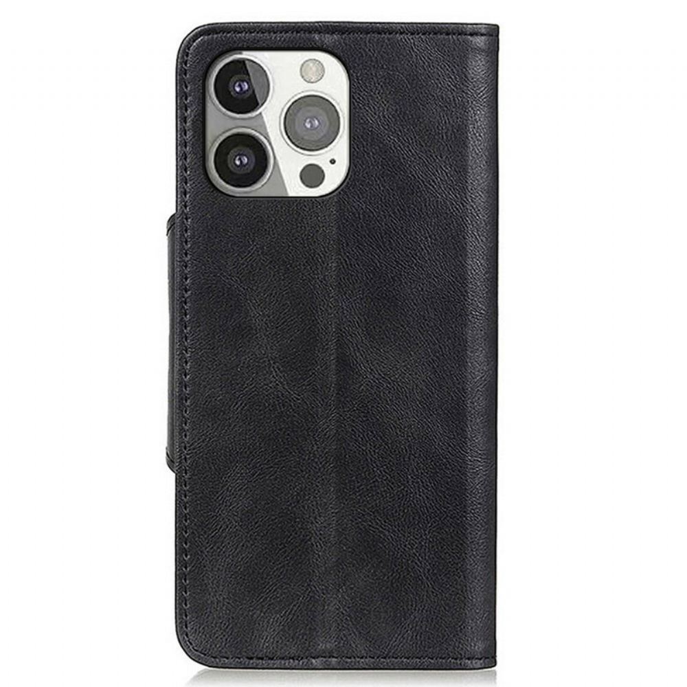 Flipové Pouzdro Na iPhone 13 Pro Knoflík Z Umělé Kůže