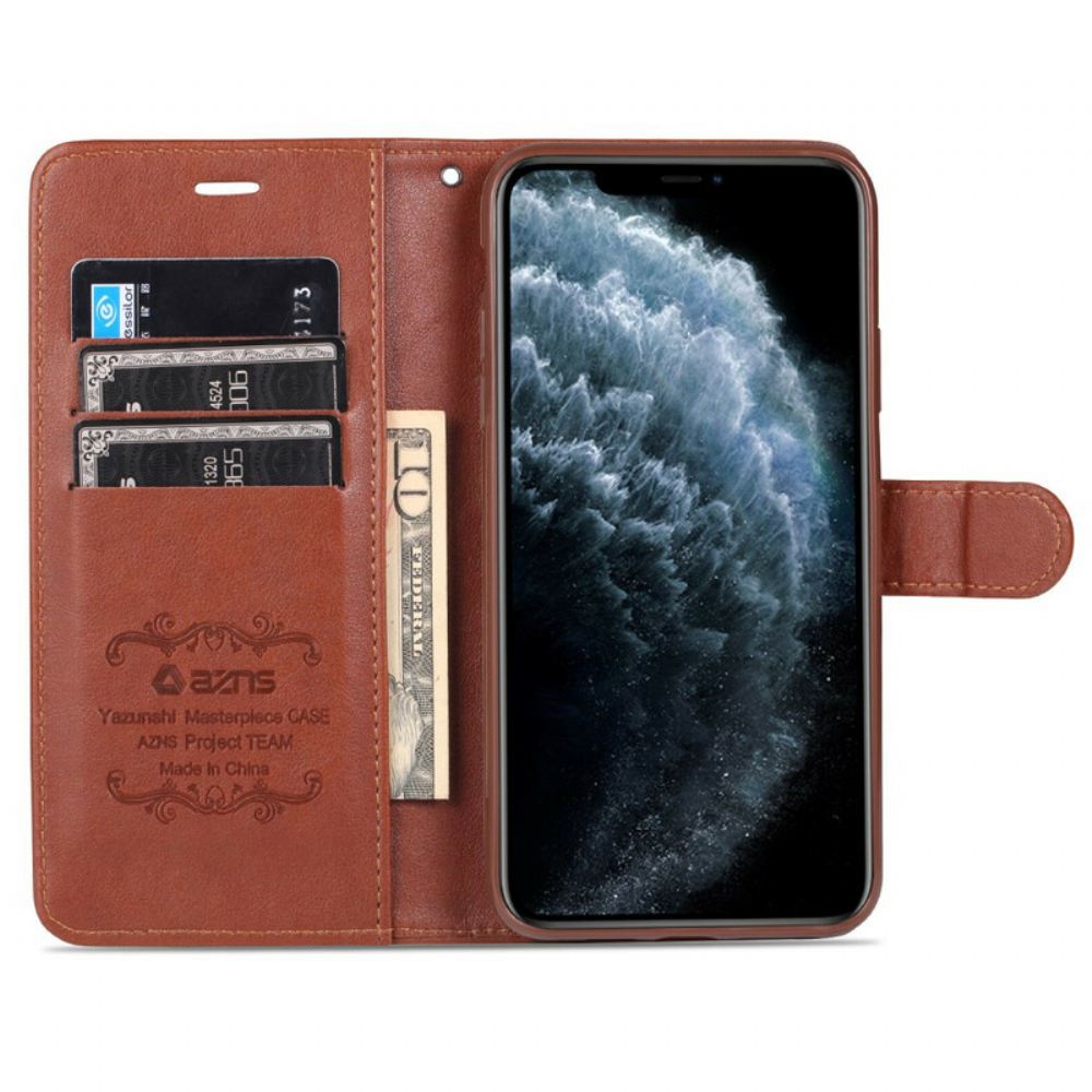 Flipové Pouzdro Na iPhone 13 Pro Kožený Efekt Azns