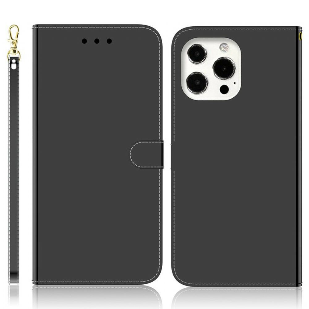 Flipové Pouzdro Na iPhone 13 Pro Kryt Na Zrcadlo Z Umělé Kůže