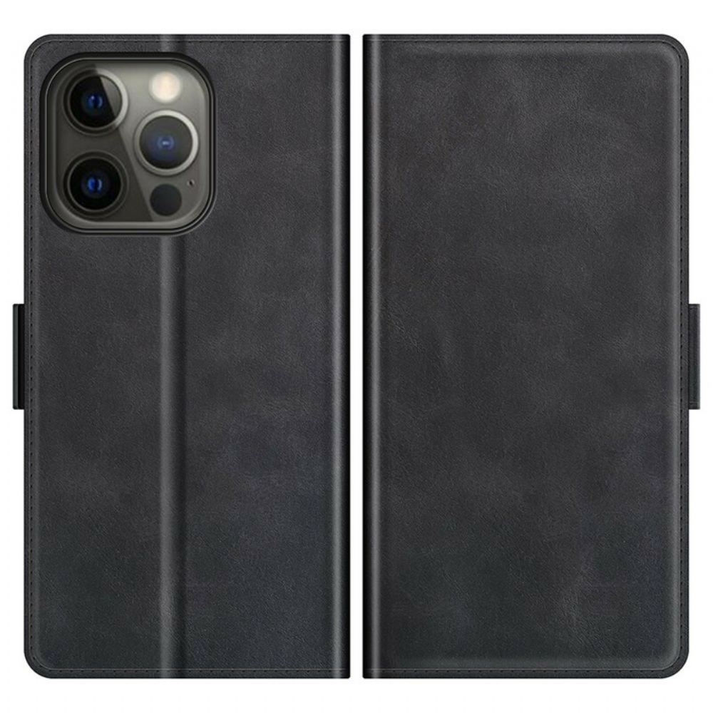 Kožené Pouzdro Na iPhone 13 Pro Dvojité Zapínání