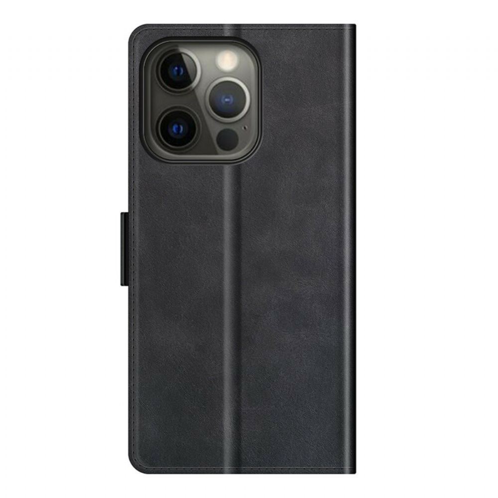 Kožené Pouzdro Na iPhone 13 Pro Dvojité Zapínání