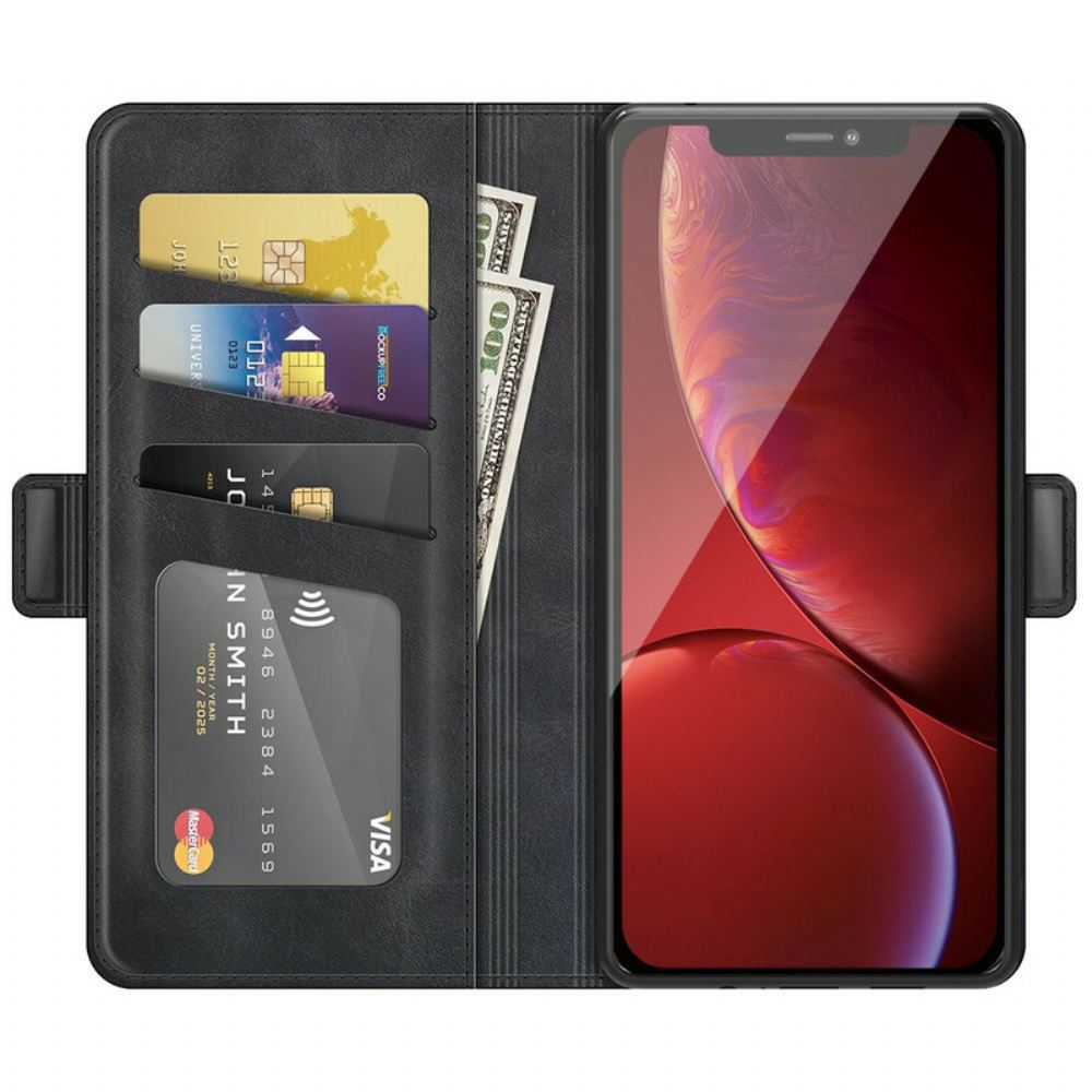Kožené Pouzdro Na iPhone 13 Pro Dvojité Zapínání