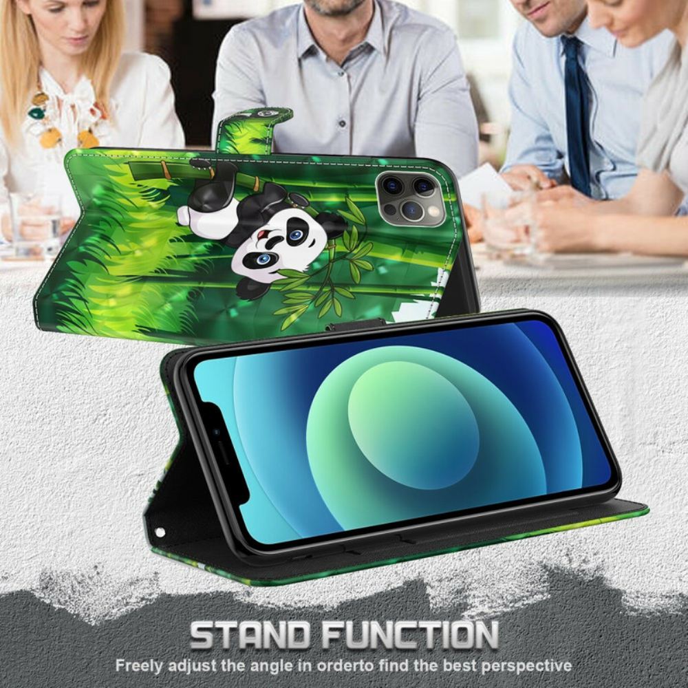 Kožené Pouzdro Na iPhone 13 Pro Panda A Bambus
