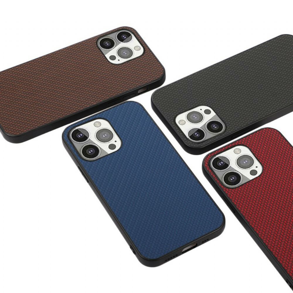 Kryt Na iPhone 13 Pro Textura Uhlíkových Vláken S Efektem Kůže