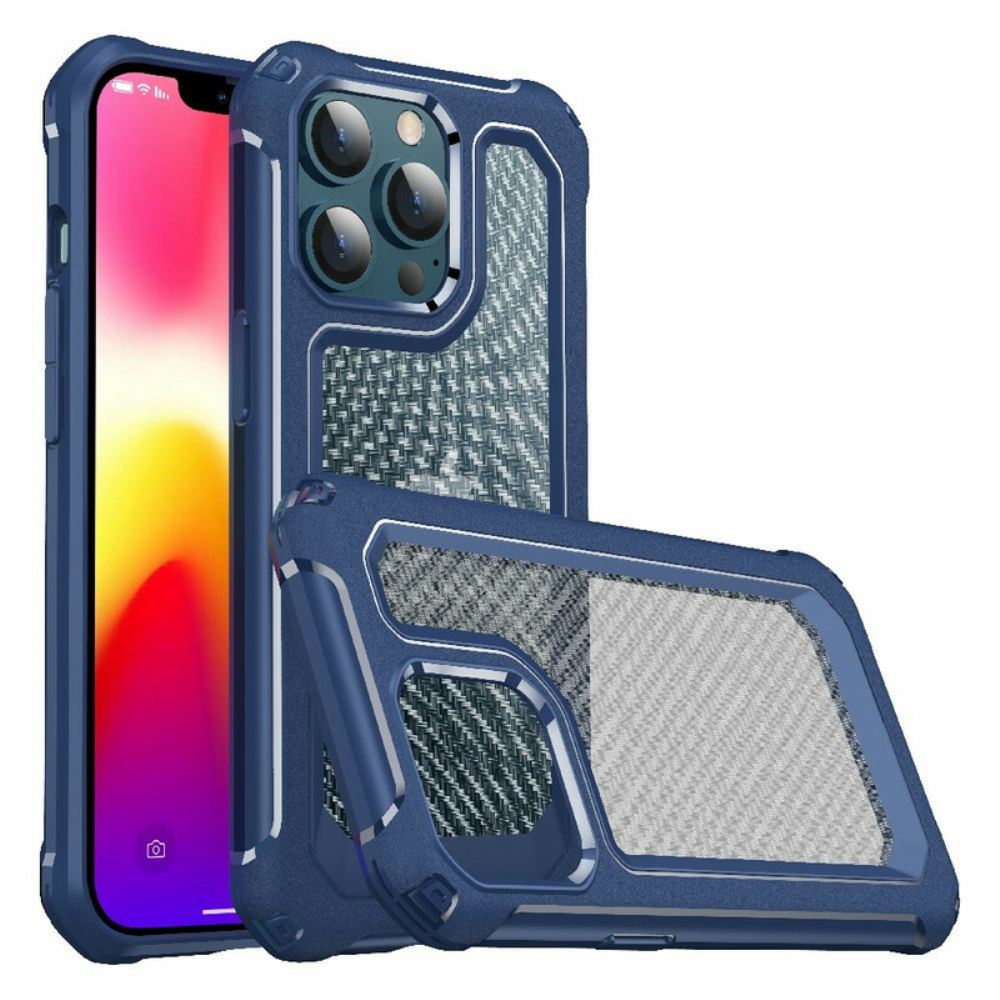 Kryt Na iPhone 13 Pro Čirá Textura Uhlíkových Vláken