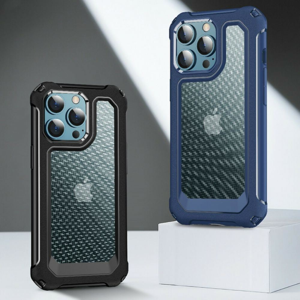 Kryt Na iPhone 13 Pro Čirá Textura Uhlíkových Vláken