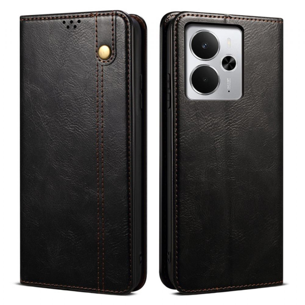 Kožené Pouzdro Realme 14 5g Kryty Na Mobil Voskovaná Imitace Kůže