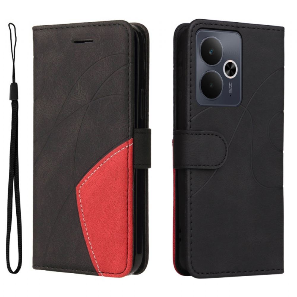 Kožený Kryt Na Realme 14 5g Dvoubarevný Vlnitý