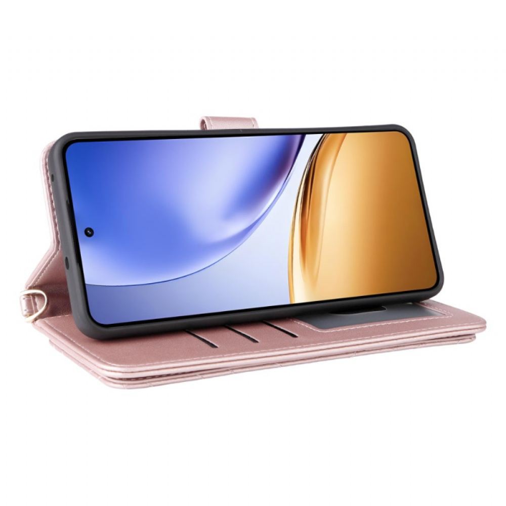 Kožený Kryt Na Realme 14 5g Popruh A Ramenní Popruh