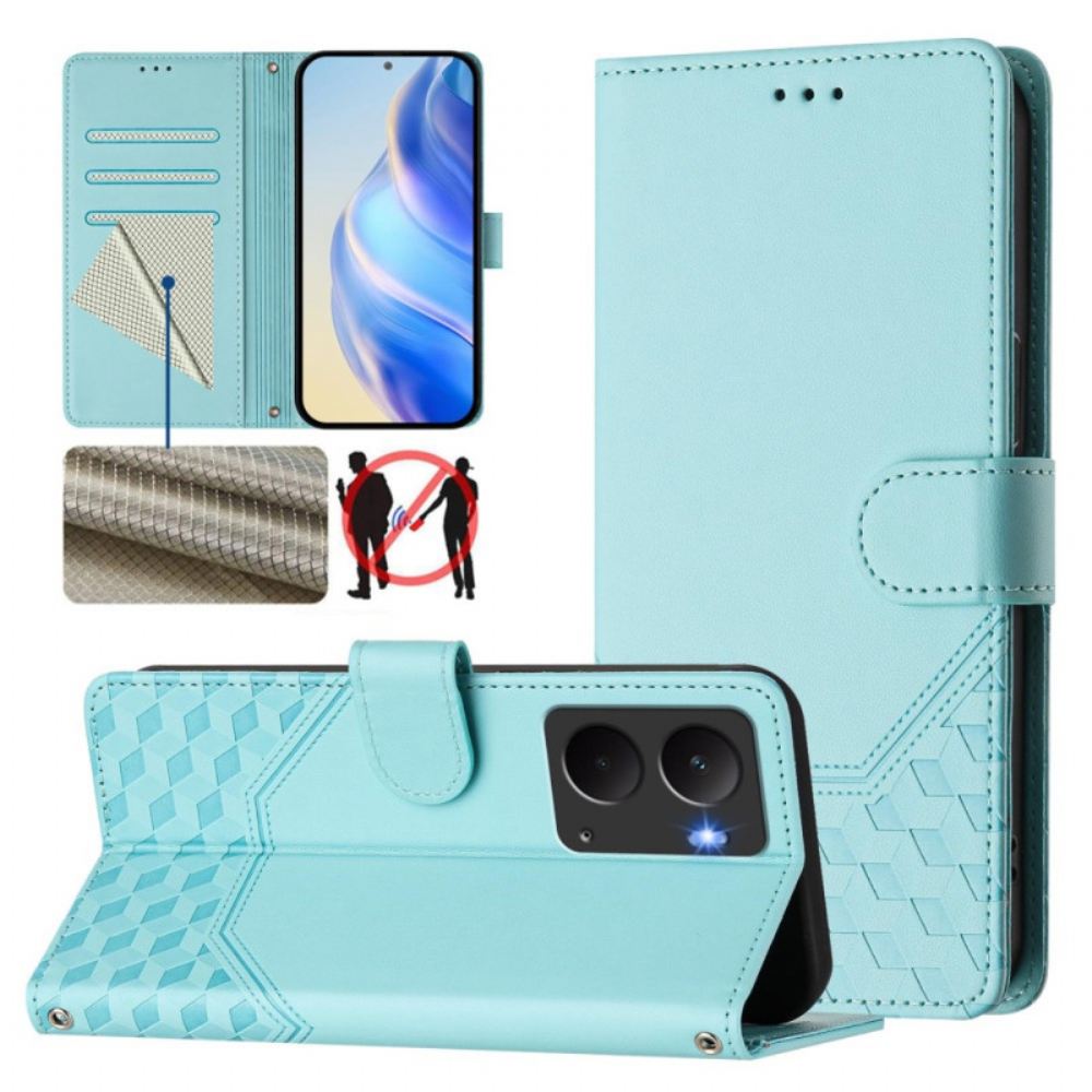 Kožený Kryt Na Realme 14 5g Rfid Vzor S Voštinovým Vzorem