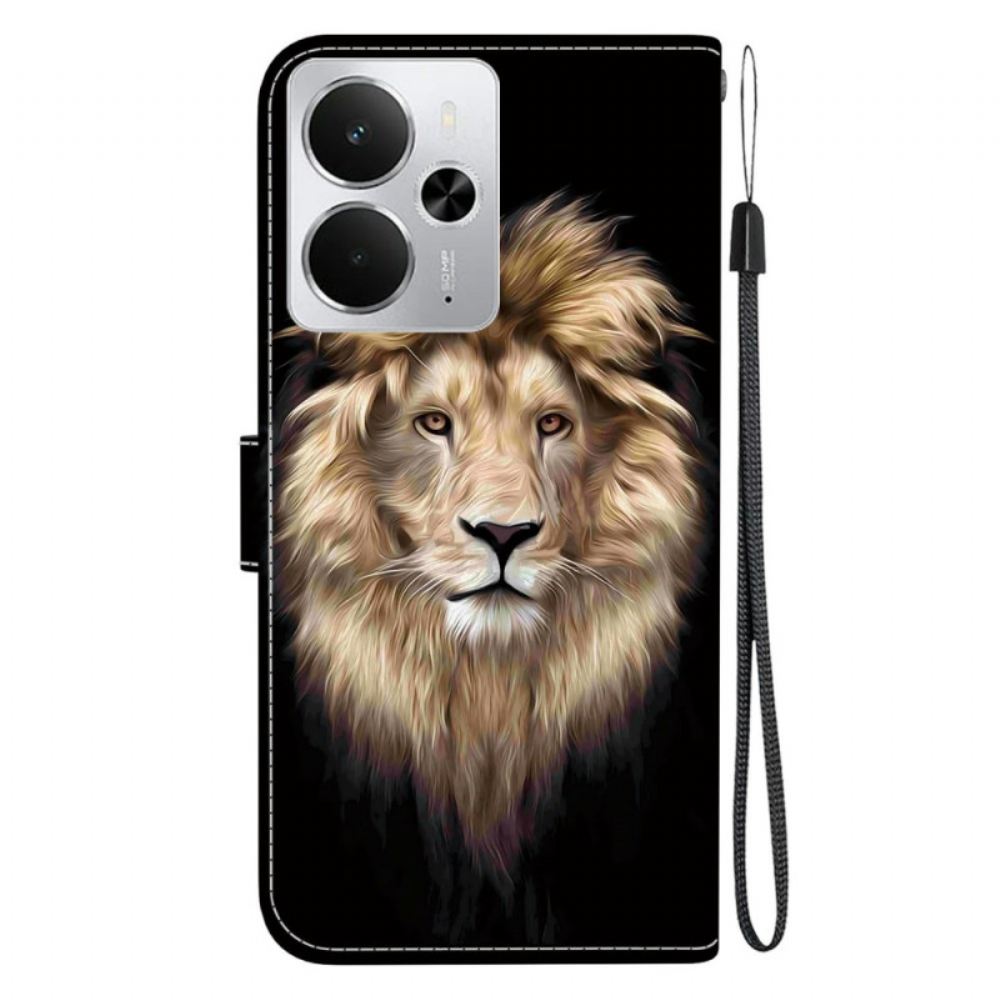 Kožený Kryt Na Realme 14 5g Vzor Lví Hlavy