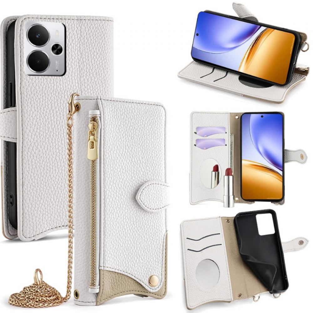 Kožený Kryt Realme 14 5g Design Peněženky S Řetízkem