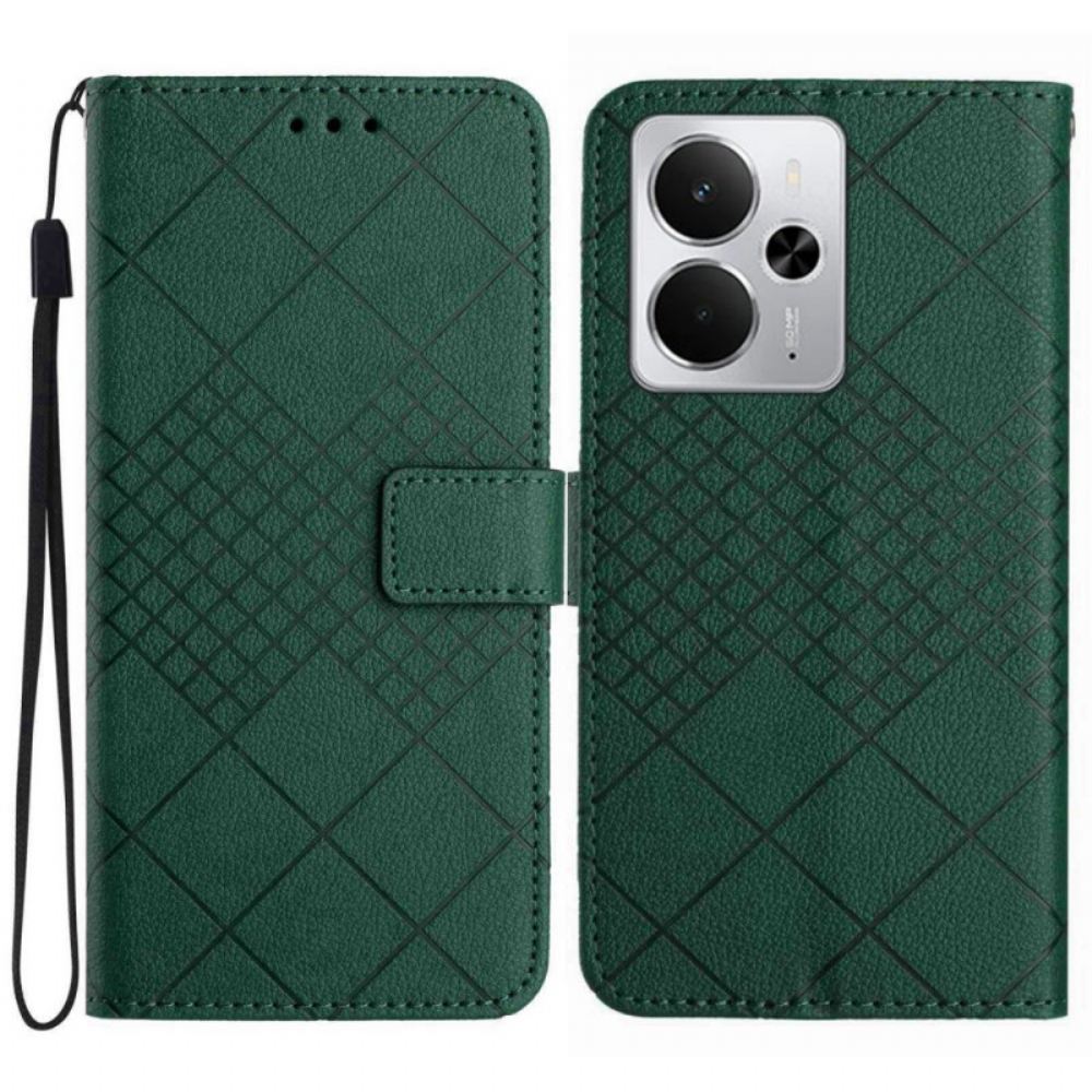 Kožený Kryt Realme 14 5g Diamanty