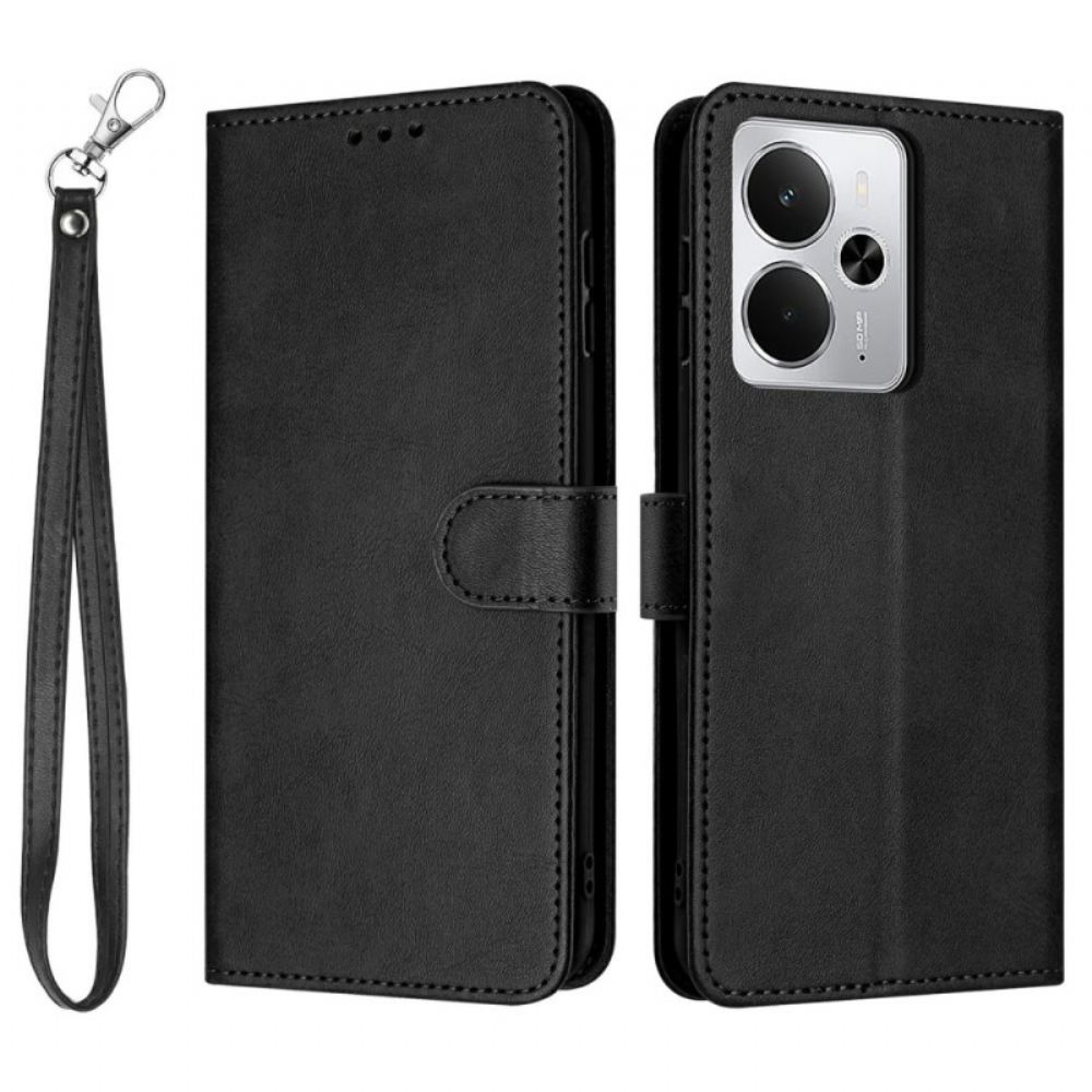 Kožený Kryt Realme 14 5g Kožený Efekt Se Šňůrkou