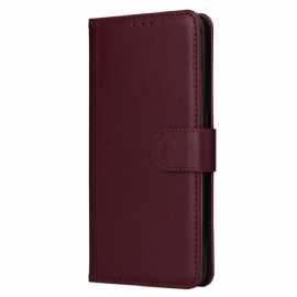 Kožený Kryt Realme 14 5g Jednobarevná S Páskem