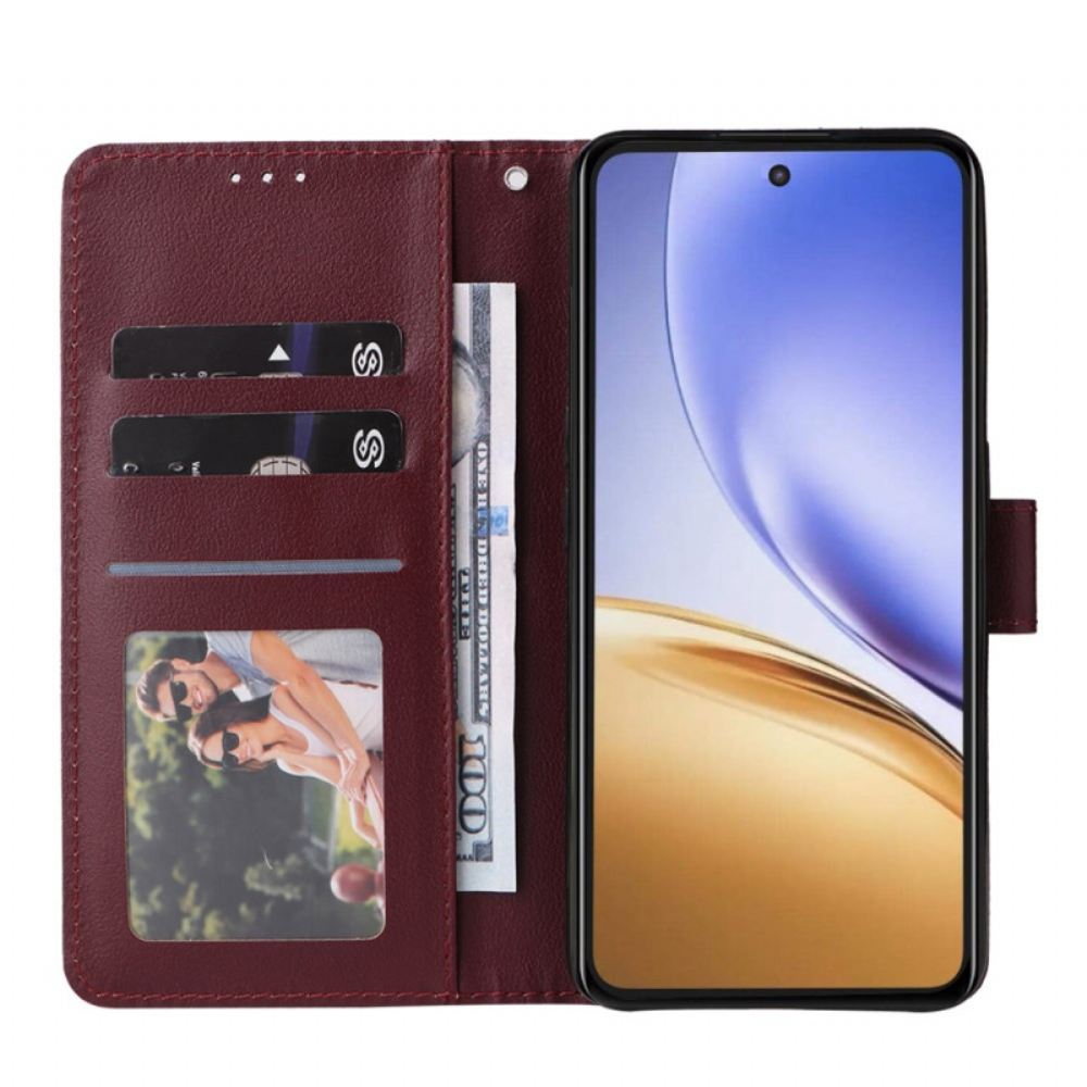 Kožený Kryt Realme 14 5g Jednobarevná S Páskem