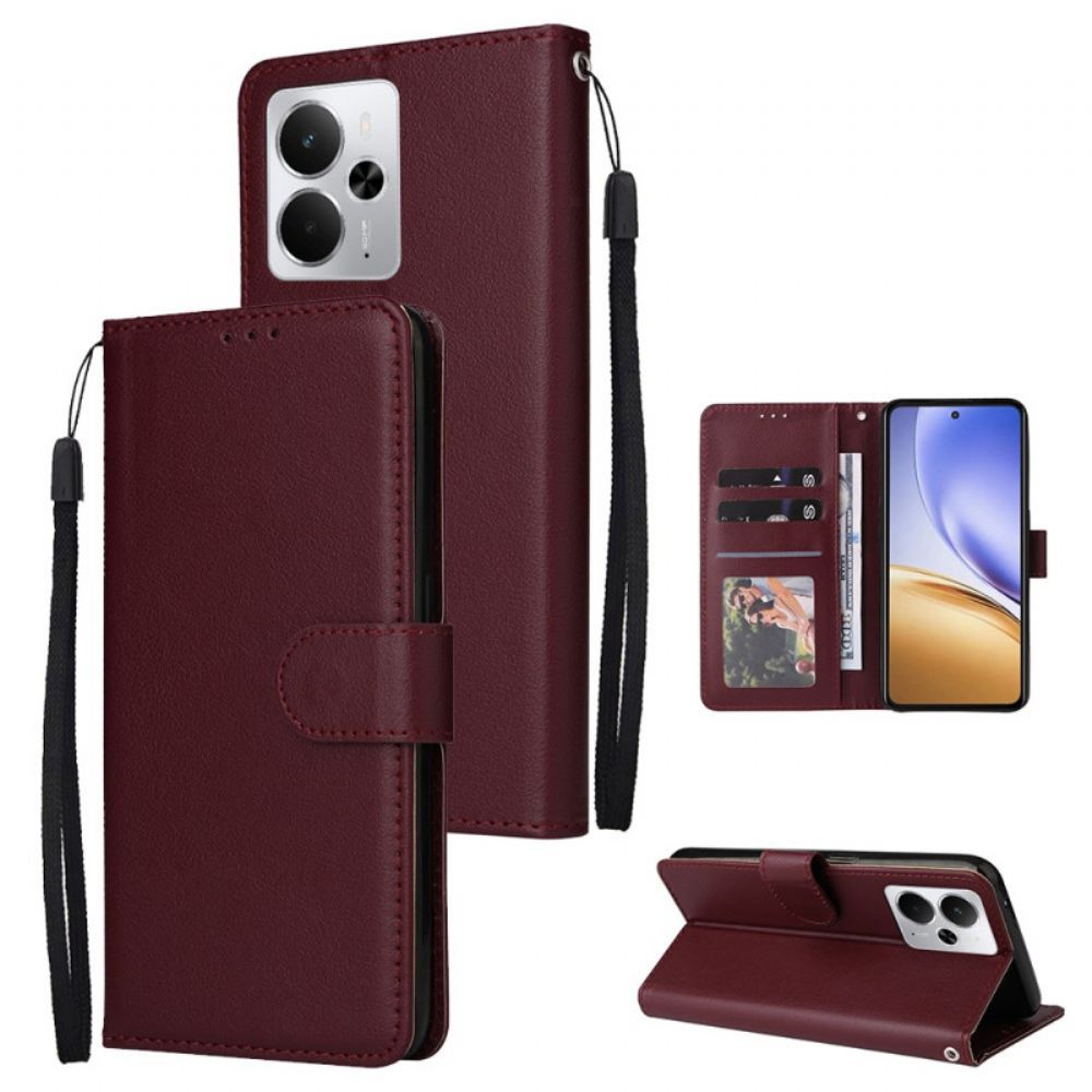 Kožený Kryt Realme 14 5g Jednobarevná S Páskem