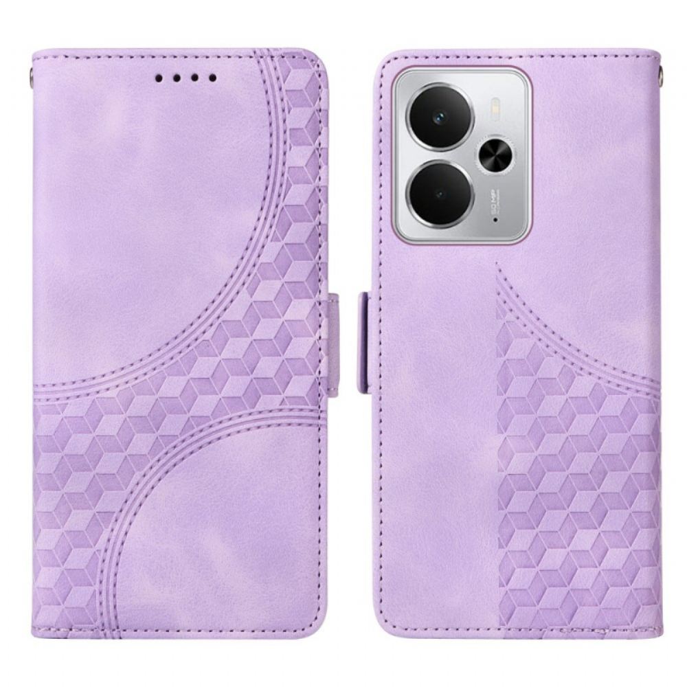 Kožený Kryt Realme 14 5g Kosočtvercový Vzor