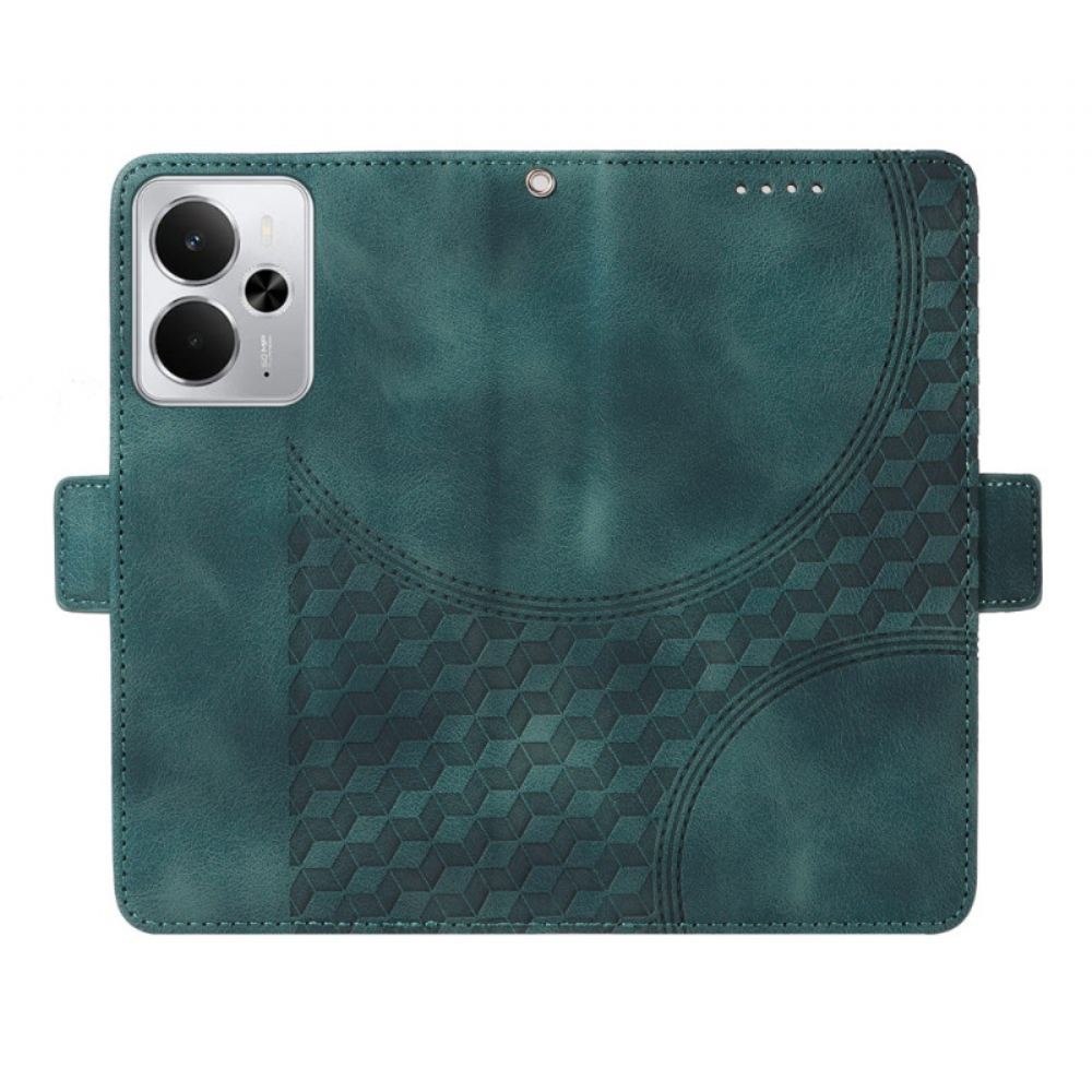 Kožený Kryt Realme 14 5g Kosočtvercový Vzor