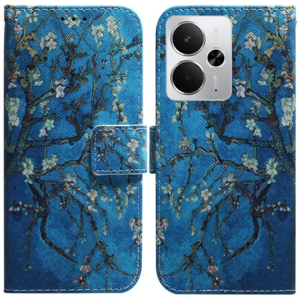 Kožený Kryt Realme 14 5g Květy Meruňky