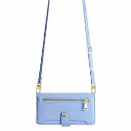 Kožený Kryt Realme 14 5g Peněženka Na Zip S Popruhem A Ramenním Popruhem