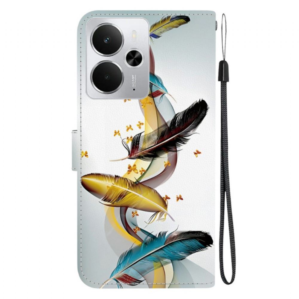 Kožený Kryt Realme 14 5g Peří A Motýli