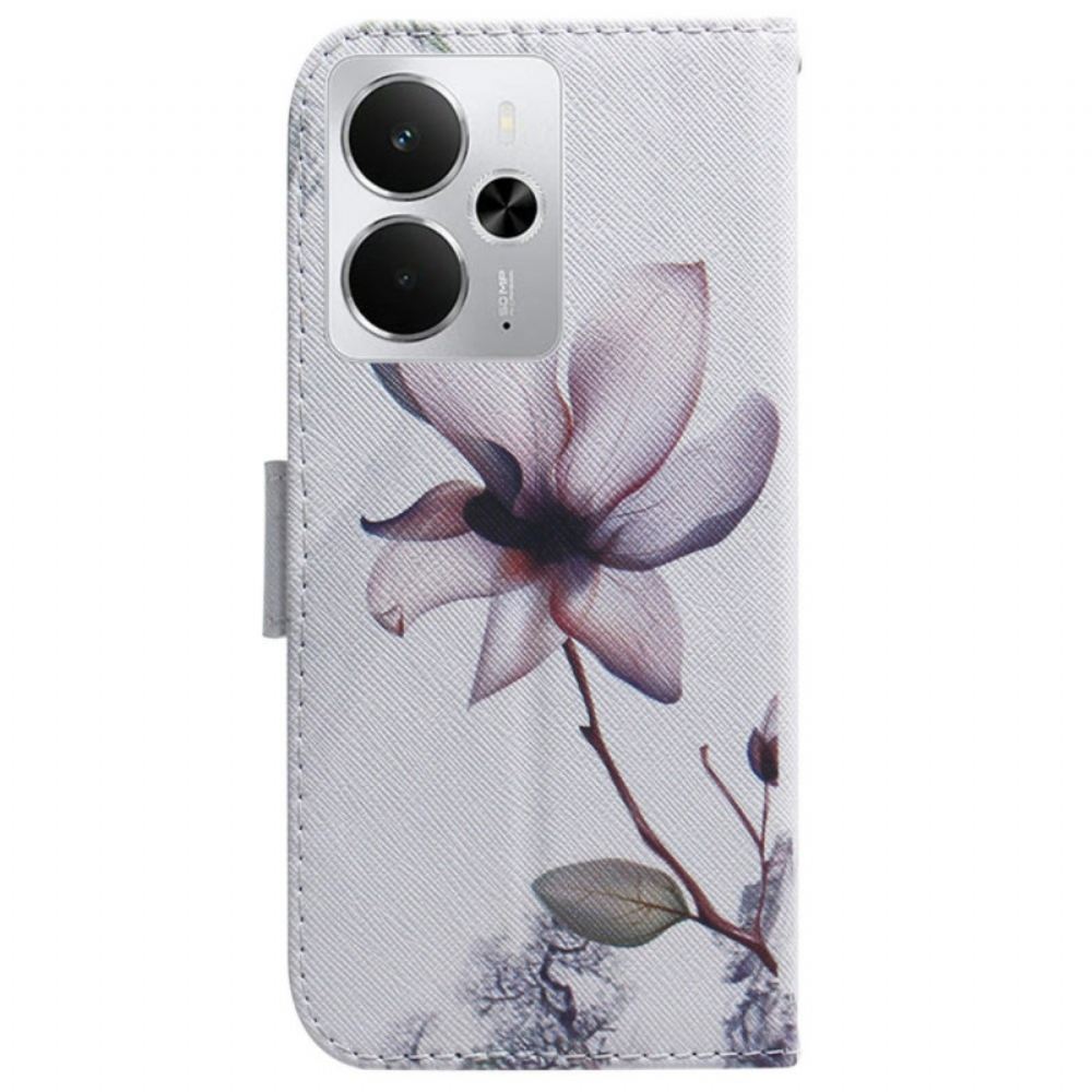 Kožený Kryt Realme 14 5g Růžový Květ