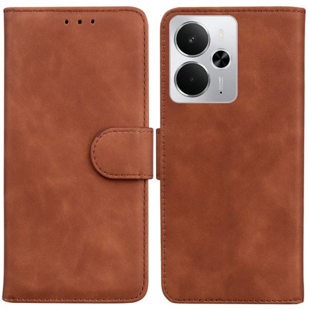 Kožený Kryt Realme 14 5g Semišový Efekt