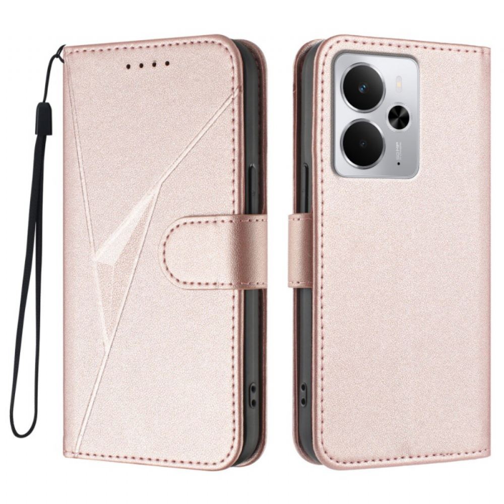 Kožený Kryt Realme 14 5g Trojúhelníkový Vzor