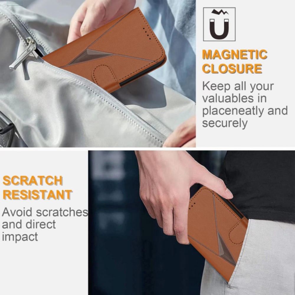 Kožený Kryt Realme 14 5g Trojúhelníkový Vzor