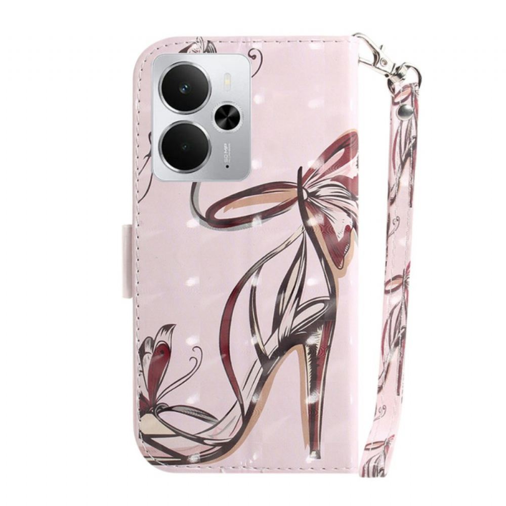 Kožený Kryt Realme 14 5g Vysoké Podpatky Se Šňůrkou