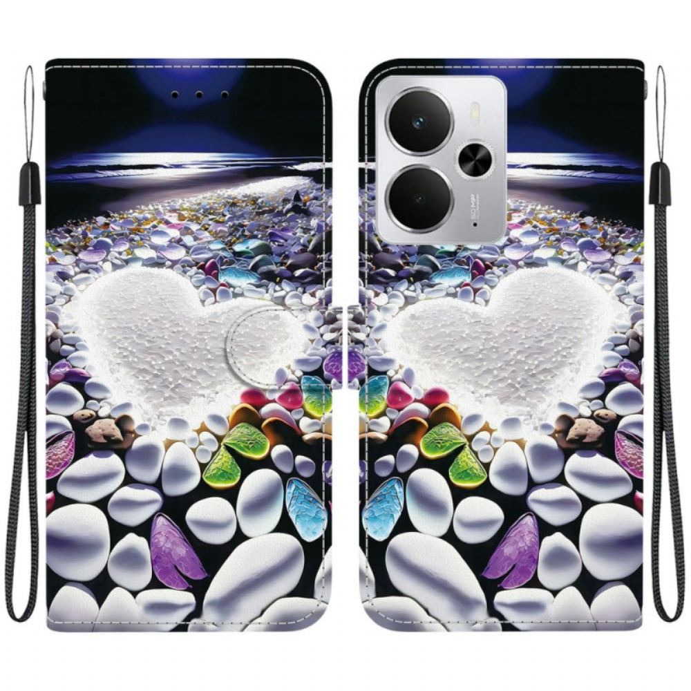 Kožený Kryt Realme 14 5g Vzor Srdce