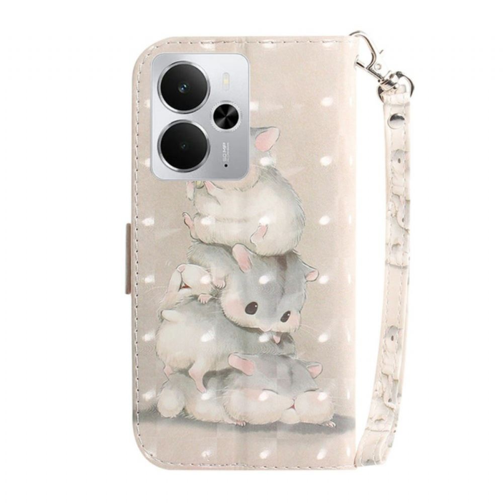 Peněženková Pouzdra Realme 14 5g Kryty Na Mobil Křečci Se Šňůrkou