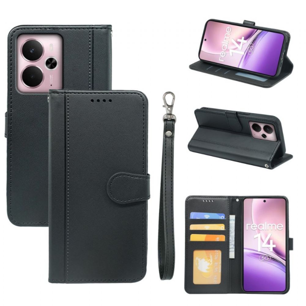 Peněženková Pouzdra Realme 14 5g Kryty Na Mobil Odnímatelný Pásek