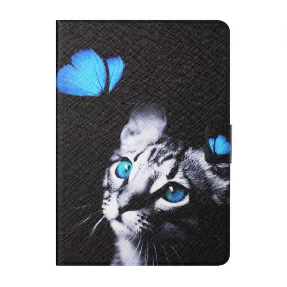 Flipové Pouzdro Na iPad Mini 6 (2021) Kočka A Modrý Motýl
