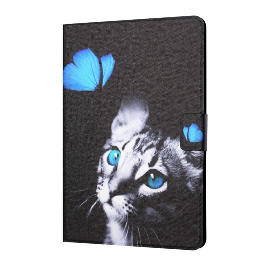 Flipové Pouzdro Na iPad Mini 6 (2021) Kočka A Modrý Motýl